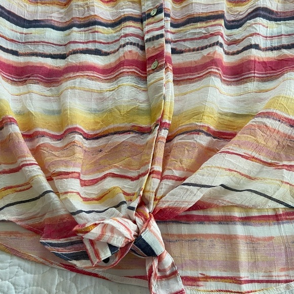 Hope & Harlow Striped Blouse Boho, Resort, Classic Chic, Light Whimsygoth - Picture 6 of 8